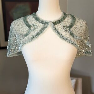 Banana Republic Lace Overlay in Green and Silver